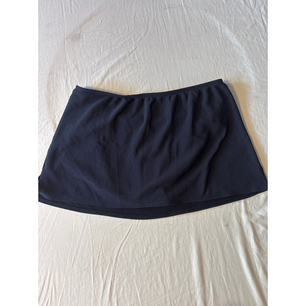 Lands End Swim Skirt Women 18 Navy Excellent Ribbed Skirtini‎ Attached Brief